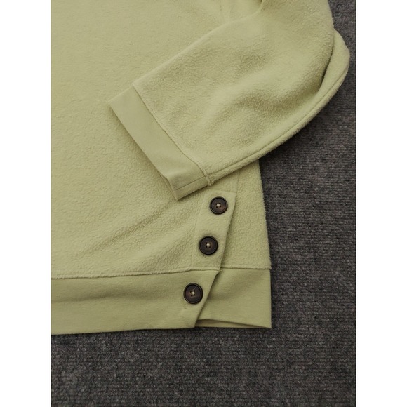 Madewell Fleece Sweater Womens Medium Green Resourced Brushed Side Buttons - Picture 4 of 11